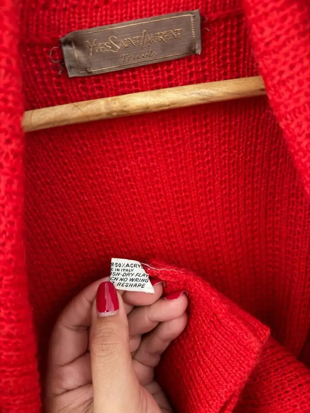 Yves Saint Laurent Tricots Vintage Red and Purple Striped Knit Cardigan sz S